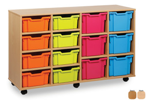 Monarch 8 Double & 6 Triple Tray Mobile Unit with Trays (4 columns) in Beech or Maple Monarch 8 Double & 6 Triple Tray Mobile Unit with Trays (4 columns) in Beech or Maple