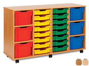 Monarch 16 Single & 6 Triple Tray Mobile Unit with Trays (4 columns) in Beech or Maple Monarch 16 Single & 6 Triple Tray Mobile Unit with Trays (4 columns) in Beech or Maple
