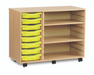 Monarch 8 Single Tray Mobile Unit with 8 Single Trays and 2 Adjustable Shelves (1 column of 8 trays, 1 column of shelves) in Beech or Maple Monarch 8 Single Tray Mobile Unit with 8 Single Trays and 2 Adjustable Shelves (1 column of 8 trays, 1 column of shelves) in Beech or Maple