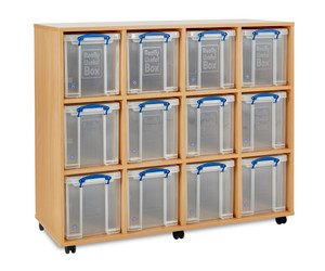 RUB024-M Monarch Really Useful Box Storage Unit with 12x24L Boxes Lids Beech RUB024-M Monarch Really Useful Box Storage Unit with 12x24L Boxes Lids Beech