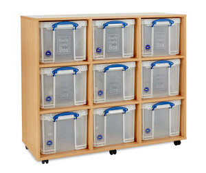 RUB035-M Monarch Really Useful Box Storage Unit with 9x35L Boxes Lids Beech RUB035-M Monarch Really Useful Box Storage Unit with 9x35L Boxes Lids Beech