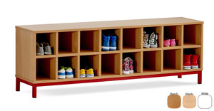CH006-M Monarch Cloakroom Bench with 16 Compartments Beech CH006-M Monarch Cloakroom Bench with 16 Compartments Beech