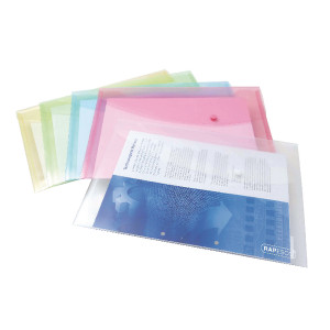 HT18505 Rapesco Popper Wallet Foolscap Assorted Pastel Pack 5 0696 HT18505 Rapesco Popper Wallet Foolscap Assorted Pastel Pack 5 0696