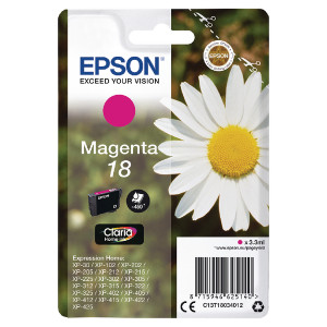 C13T18034012 Epson C13T18034012 18 Magenta Ink Cartridge 180 pages 3ml C13T18034012 Epson C13T18034012 18 Magenta Ink Cartridge 180 pages 3ml