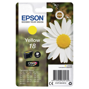 C13T18044012 Epson C13T18044012 18 Yellow Ink Cartridge 180 pages 3ml C13T18044012 Epson C13T18044012 18 Yellow Ink Cartridge 180 pages 3ml
