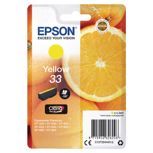 C13T33444012 Epson C13T33444012 33 Yellow Ink Cartridge 300 pages 5ml C13T33444012 Epson C13T33444012 33 Yellow Ink Cartridge 300 pages 5ml