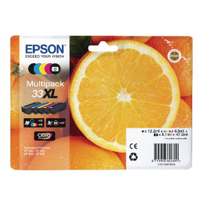 C13T33574011 Epson C13T33574011 33XL Ink Cartridge Multipack 122ml 3x89ml 81ml Pack qty 5 C13T33574011 Epson C13T33574011 33XL Ink Cartridge Multipack 122ml 3x89ml 81ml Pack qty 5