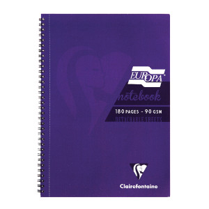 GH15576 Clairefontaine Europa Notebook 180 Pages A5 Purple Pack 5 5813Z