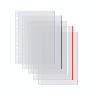 LL02429 Coloured Edge Punched Pockets A4 Pack 100 9410410 LL02429 Coloured Edge Punched Pockets A4 Pack 100 9410410