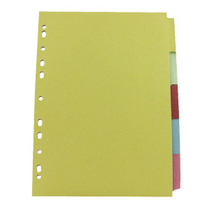 KF26081Q Q-Connect 5-Part Subject Divider Multi-Punched A4 Pack 50 KF26081Q