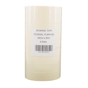 WX04295 General Purpose 25mmx50m White Masking Tape Pack 9 07517 WX04295 General Purpose 25mmx50m White Masking Tape Pack 9 07517