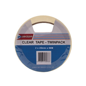 PB02305 GoSecure Twin Pack Tape 25mmx66m Clear Pack 6 PB02305 PB02305 GoSecure Twin Pack Tape 25mmx66m Clear Pack 6 PB02305