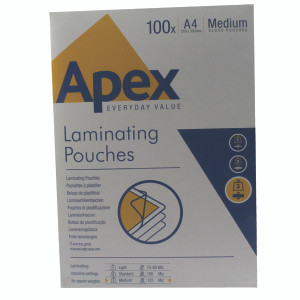 BB58488 Fellowes Apex A4 Medium Laminating Pouches Clear Pack 100 6003501 BB58488 Fellowes Apex A4 Medium Laminating Pouches Clear Pack 100 6003501