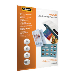 BB73085 Fellowes Admire EasyFold A4 Laminating Pouches Pack 25 5601901 BB73085 Fellowes Admire EasyFold A4 Laminating Pouches Pack 25 5601901