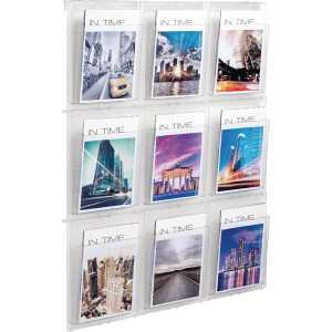 HEL09131 Helit Placativ Wall Display 9 x A4 Pockets Clear HS812102 HEL09131 Helit Placativ Wall Display 9 x A4 Pockets Clear HS812102