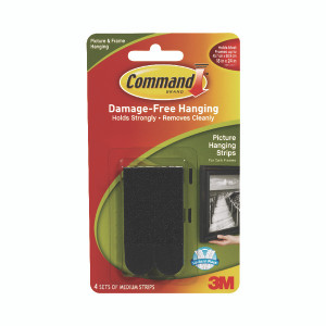 3M91484 3M Command Medium Picture Hanging Strips Black Pack 4 17201BLK 3M91484 3M Command Medium Picture Hanging Strips Black Pack 4 17201BLK