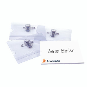 PV00917 Announce Combi Clip Name Badge 40x75mm Pack 50 PV00917