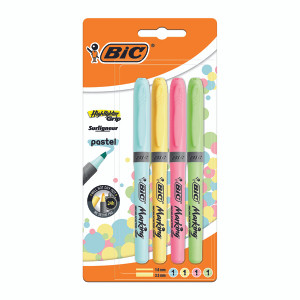 BC53847 Bic Highlighter Grip Assorted Pastel Pack 4 964859 BC53847 Bic Highlighter Grip Assorted Pastel Pack 4 964859