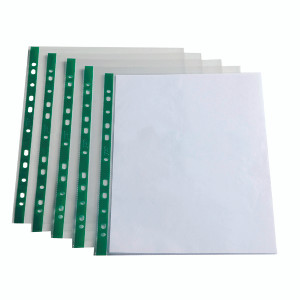 BX04368 Elba Punch Pocket Green Spine A4 Clear Pack 100 400002137 BX04368 Elba Punch Pocket Green Spine A4 Clear Pack 100 400002137