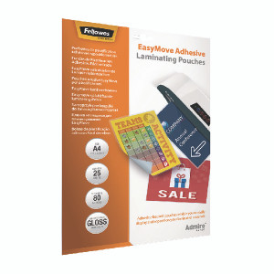 BB73083 Fellowes Admire EasyMove A4 Laminating Pouches Pack 25 5601701 BB73083 Fellowes Admire EasyMove A4 Laminating Pouches Pack 25 5601701