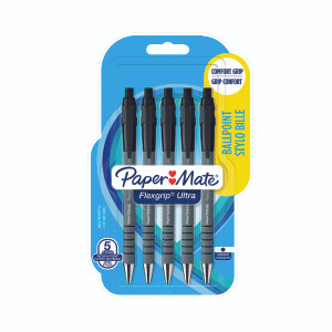 GL27751 PaperMate Flexgrip Retractable Pen Medium Black Pack 5 2027751 GL27751 PaperMate Flexgrip Retractable Pen Medium Black Pack 5 2027751