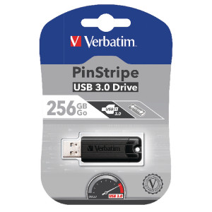 VM49320 Verbatim Pinstripe USB 3 0 Flash Drive 256GB Black 49320 VM49320 Verbatim Pinstripe USB 3 0 Flash Drive 256GB Black 49320