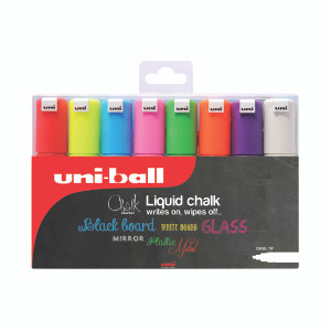 MI46762 Uniball PWE-8K Chalk Marker Chisel Broad Assorted Pack 8 153494343 MI46762 Uniball PWE-8K Chalk Marker Chisel Broad Assorted Pack 8 153494343