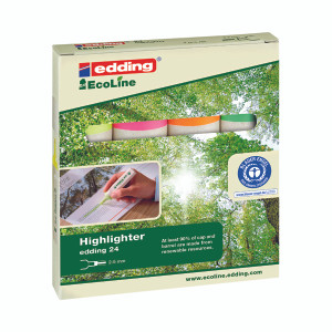 ED17723 Edding E-24 4 EcoLine Highlighter Assorted Pack 4 4-24-4 ED17723 Edding E-24 4 EcoLine Highlighter Assorted Pack 4 4-24-4