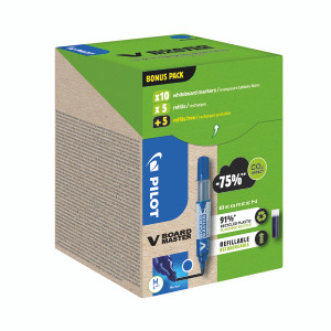 PI55628 Pilot V Board Master 10 Drywipe Markers 10 Refills Medium Tip Blue Pack 20 WLT556282 PI55628 Pilot V Board Master 10 Drywipe Markers 10 Refills Medium Tip Blue Pack 20 WLT556282