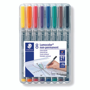 ST32360 Staedtler Lumocolor Non-Permanent Medium Assorted Pack 8 316 WP8