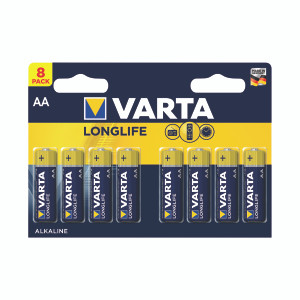 VR55432 Varta Longlife AA Battery Pack 8 04106101418 VR55432 Varta Longlife AA Battery Pack 8 04106101418