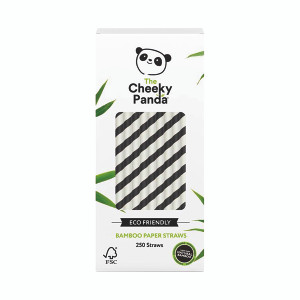 CPD63044 Cheeky Panda Bamboo Paper Straw Black Stripes Pack 250 0111129 CPD63044 Cheeky Panda Bamboo Paper Straw Black Stripes Pack 250 0111129