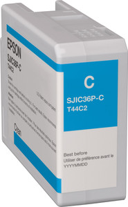 Epson C13T44C240 SJIC-36-P-C Cyan Ink Cartridge, 80ml Epson C13T44C240 SJIC-36-P-C Cyan Ink Cartridge, 80ml