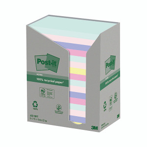 Post-it Recycled Ast Colour 76x127mm 100 Sheet (Pack of 16) 7100259665 Post-it Recycled Ast Colour 76x127mm 100 Sheet (Pack of 16) 7100259665