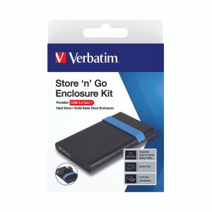 Verbatim Store n Go 2.5 Inch Hard Drive Enclosure Kit USB 3.2 Black 53106 Verbatim Store n Go 2.5 Inch Hard Drive Enclosure Kit USB 3.2 Black 53106