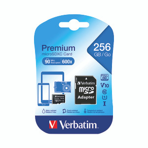Verbatim Premium Micro SDXC Card with Adapter 256GB C10/U1 44087 Verbatim Premium Micro SDXC Card with Adapter 256GB C10/U1 44087