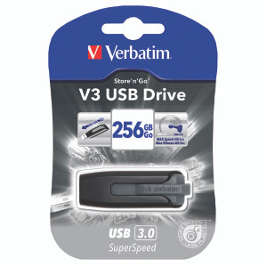 Verbatim Store n Go V3 USB 3.0 Flash Drive 256GB Black 49168 Verbatim Store n Go V3 USB 3.0 Flash Drive 256GB Black 49168