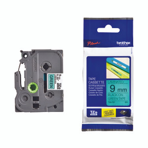 Brother TZe P-Touch Labelling Tape 9mm x 8m Black on Green TZE721 Brother TZe P-Touch Labelling Tape 9mm x 8m Black on Green TZE721