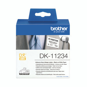 Brother Name Badge Labels 60 x 86mm 260 Labels Per Roll White DK-11234 Brother Name Badge Labels 60 x 86mm 260 Labels Per Roll White DK-11234