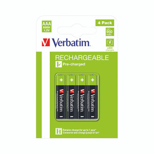 Verbatim AAA Rechargeable Batteries (Pack of 4) 49514 Verbatim AAA Rechargeable Batteries (Pack of 4) 49514