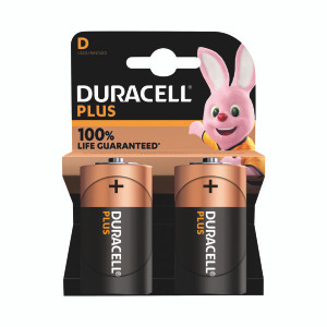 Duracell Plus D Battery Alkaline 100% Life (Pack of 2) 5009816 Duracell Plus D Battery Alkaline 100% Life (Pack of 2) 5009816