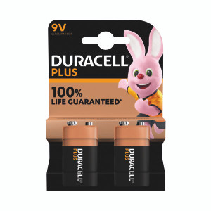 Duracell Plus 9V Battery Alkaline 100% Life (Pack of 2) 5011416 Duracell Plus 9V Battery Alkaline 100% Life (Pack of 2) 5011416
