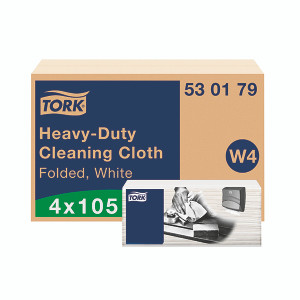 Tork Cleaning Cloth Heavy-Duty Folded 105 Sheets (Pack of 4) 530179 Tork Cleaning Cloth Heavy-Duty Folded 105 Sheets (Pack of 4) 530179
