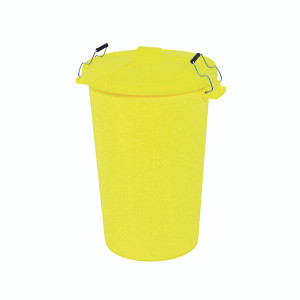 Dustbin with Clip On Lid Yellow 90L 415696 Dustbin with Clip On Lid Yellow 90L 415696