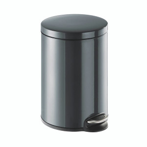 Durable Round Powder Coated Metal Pedal Bin 20 Litre Charcoal 341258 Durable Round Powder Coated Metal Pedal Bin 20 Litre Charcoal 341258