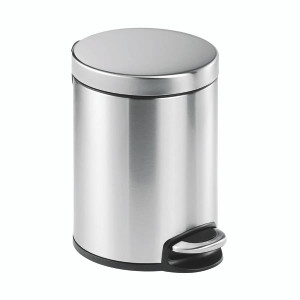 Durable Round Stainless Steel Pedal Bin 5 Litre Silver 340023 Durable Round Stainless Steel Pedal Bin 5 Litre Silver 340023
