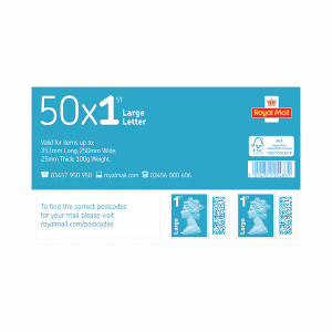 Royal Mail First Class Large Postage Stamps Sheet (Pack of 50) BBSL1 Royal Mail First Class Large Postage Stamps Sheet (Pack of 50) BBSL1
