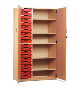 Monarch Cupboard with 20 Shallow Gratnells Trays and 1 Fixed and 4 Adjustable Shelves and Lockable Doors Monarch Cupboard with 20 Shallow Gratnells Trays and 1 Fixed and 4 Adjustable Shelves and Lockable Doors