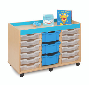 Monarch Bubblegum 18 Shallow Tray Storage Unit with Inset Lid and Gratnells Trays Monarch Bubblegum 18 Shallow Tray Storage Unit with Inset Lid and Gratnells Trays