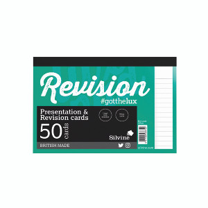 Silvine Revision Card Notepad 50 Card White (Pack of 20) CR50 Silvine Revision Card Notepad 50 Card White (Pack of 20) CR50